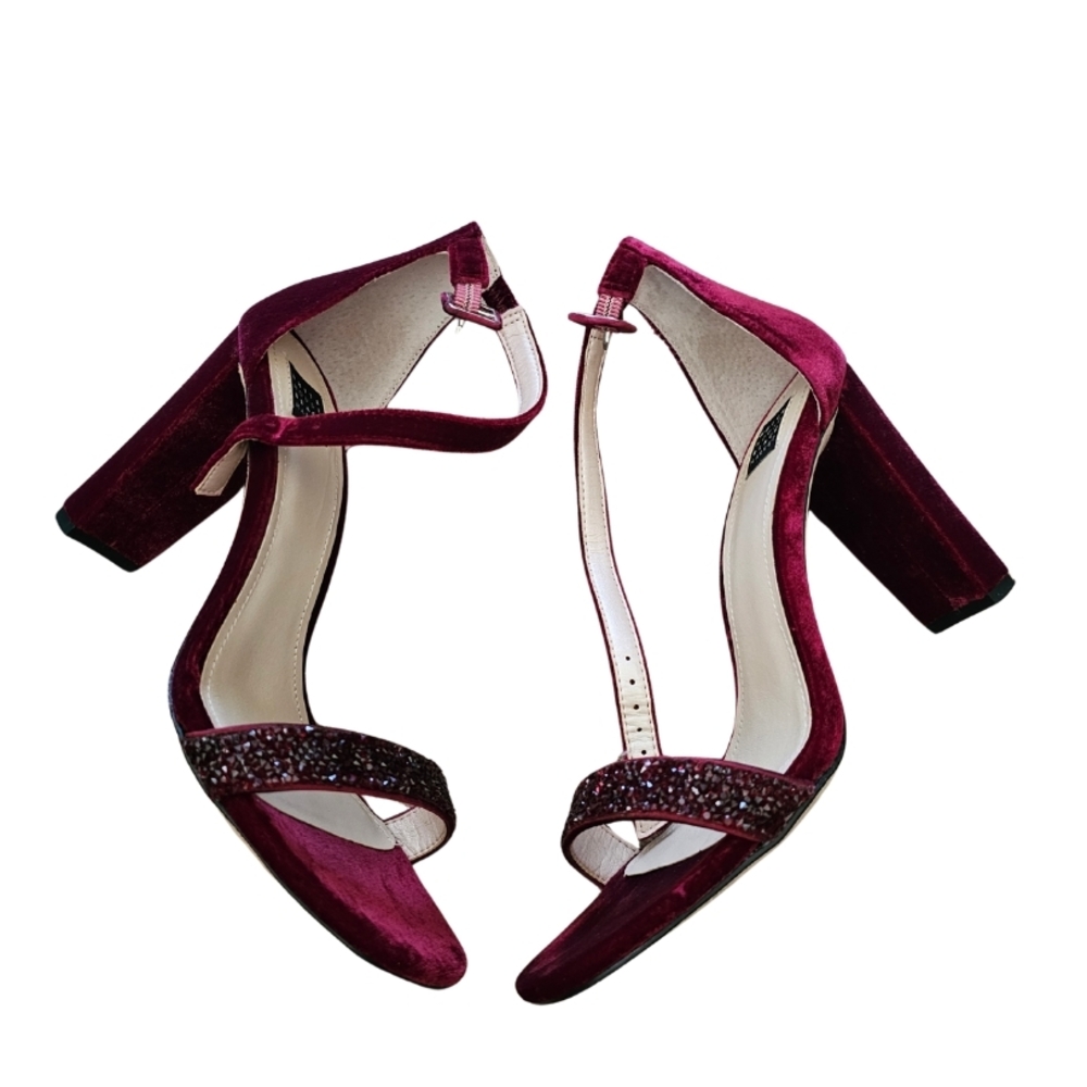 WHBM 🩰 White House Black Market Velvet Burgundy Penni Heels